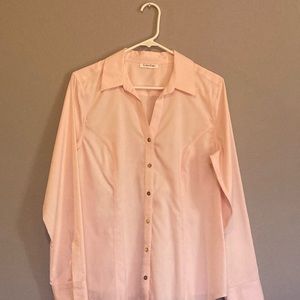 -Calvin Klein pink with gold buttons shirt